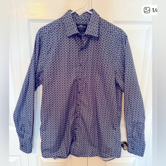 Rodd & Gunn Navy Geometric Button Down Shirt - Picture 7 of 7